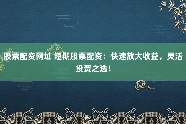 股票配资网址 短期股票配资：快速放大收益，灵活投资之选！