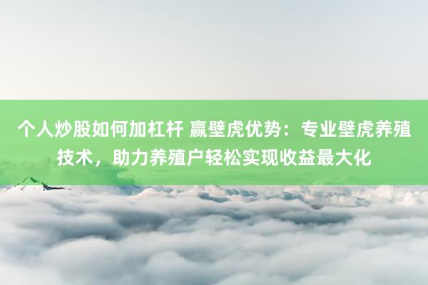 个人炒股如何加杠杆 赢壁虎优势：专业壁虎养殖技术，助力养殖户轻松实现收益最大化