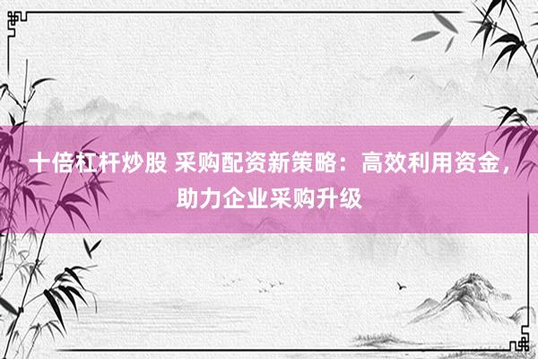 十倍杠杆炒股 采购配资新策略：高效利用资金，助力企业采购升级